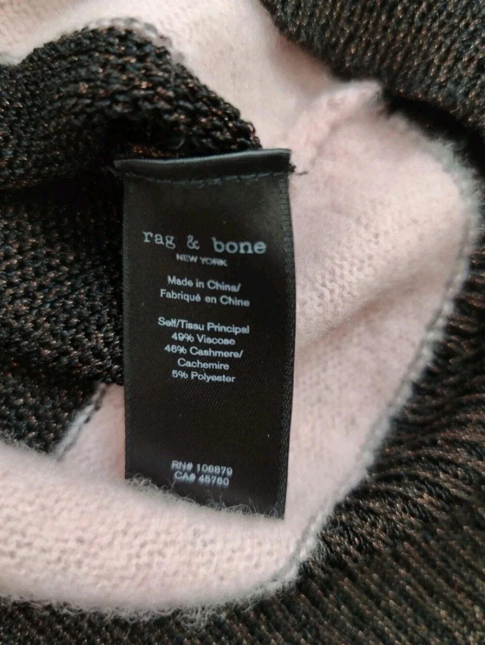Rag & Bone Annika Pink Black White Striped Knit Cashmere Blend Sweater XS/S - Picture 2 of 7
